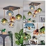 HOFSTEIN Deckenleuchte Gastor, 5-flammige Deckenlampe aus Metall/Glas in Schwarz/Gold/Blau/Grün/Kupfer/Chrom/Rauch/Klar, Leuchte im Retro/Vintage-Design, E14, Esszimmer, Wohnzimmer, Schlafzimmer