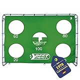 Best Sporting Fußballtor I Fußballtor Kinder 240cm x 170cm x 85cm I sehr stabil mit grüner Torwand und 5 Schusslöchern I Hochwertiges Kindertor mit Netz, Torwand & Heringen I Fussball Tor Grau