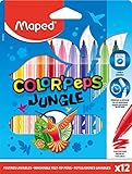 Maped - Filzstifte/Fasermaler COLOR'PEPS JUNGLE mit mittlerer Spitze - 12x Stifte, sortiert