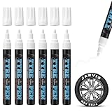 Permanent Marker Wasserfester Stift, 6 Stück Auto Reifen Stift Weiß, Wasserfest Schnell Trocknende Reifen Stift, Reifenstift Auto Reifenmarker Reifen Lackstifte für Auto Motorrad Reifen Graffiti