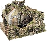 ROSSI ROSA – Wassermühle mit Pumpe, Mehrfarbig, 33x18x25 cm – Szenisches Zubehör für traditionelle Krippen, Handarbeit Made in Italy