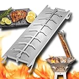 FENNEK Edelstahl Flammlachshalter für Feuerschalen & Kugelgrills | mit speziellem Spannmechanismus- Keine Schrauben nötig | 180° drehbar | Perfekte Alternative zum Flammlachsbrett | Made in Germany