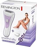 Remington Damenrasierer smooth&silky WSF5060, Bikini Trimmaufsatz, batteriebetrieben, 2-seitiger Intercept-Trimmer, feuchtigkeitsspendender Aloe Vera Streifen, Nass- und Trockenrasierer, weiß/lila