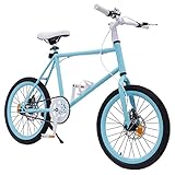 20 Zoll Freestyle Fahrrad aus Kohlenstoffstahl mit Scheibenbremsen, Tretfahrrad Fahrrad mit Getränkehalter, Verstellbare Sitzhöhe City Fahrräder für Jungen Mädchen (Höhe130-155cm) (Blau)