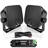 STUDIOFINIX 4-Zoll-wasserdichte Marine-Bluetooth-Lautsprecher 120W für Boot, ATV, UTV, Golfcart, Oberflächenmontage (SCHWARZ)