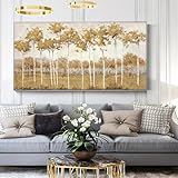 ZHAOLIN Golden Maple Abstrakte Leinwandkunst Gemälde Herbstlandschaft Bäume Moderne Wandplakate und Drucke für Wohnzimmer Cuadros 30x60cm Rahmenlos