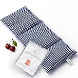 Strauss Home® Kirschkernkissen Gross, Mikrowelle, Körnerkissen Mikrowelle, Wärmekissen Nacken Schulter, Baumwollstoff 50x20cm (Grau/Blau Vintage)