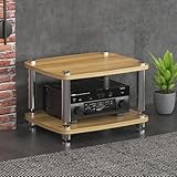 Multifunktionales Ablageregal,TV Rack HiFi Regal Audio Schrank,Offene Ablagen,Vinyl Plattenspieler Stand,Beistelltisch Plattenspieler Regal,mit Stauraum,für Wohnzimmer Aufnahmestudio.(Rosso,60x48x38cm