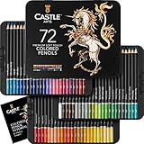 Castle Art Supplies 72 Buntstifte Set |Hochwertige Farbminen mit weichem Kern für erfahrene Künstler, Profi- und Farbkünstler | Geschützt und sortiert in einer Präsentationsbox aus Blech