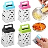 Vierkantreibe,4 Stück Reibe Edelstahl,Reibeflächen,Käsereibe,Küchenreibe,Reibe für Gemüse,Handreibe,Kastenreibe mit Griff,Edelstahl Quadratisch Käsereibe,für Reiben,Schneiden