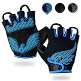 Lymaha MTB Handschuhe,Halbfinger Sommer Fahrradhandschuhe für Männer und Frauen für MotorräderFahrräderMTBFitnessstudio und andere Sportarten (Blau, L)