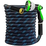 Junredy Gartenschlauch, 15 m, nicht erweiterbar, robust, flexibel und leicht, Wasserschlauch mit 10 Funktionen, knickfreies Design, auslaufsicher, super Stoff, solide Beschläge für Rasen, Auto