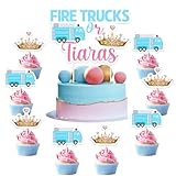 Wonmelody Feuerwehrautos oder Tiaras, Kuchendekoration, Feuerwehrauto, Dekoration mit Feuerwehrmann-Kuchenaufsätzen, Tiaras, Kuchendekoration für Feuerwehrmann, Babyparty, Party