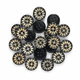 30 Stück schwarze runde Holzknöpfe mit Blumenmuster, Handarbeit, Nähen, Scrapbooking, Kleidung, Basteln, Zubehör, Kartenherstellung, DIY, 15 mm, B