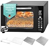 A-Rival Minibackofen mit Umluft | 45+3l - GS-Geprüft, DE | Mini Backofen mit Umluft - 12 Programmen, Powerboost, 8h Timer | Minibackofen 45l - Umluft, Ober und Unterhitze bis 230° Grad | inkl. Zubehör