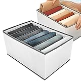 [4 Stück] Schrank Organizer Kleiderschrank Kleidung Aufbewahrung - 7 Fächer Faltbare Schubladen Ordnungssystem Kleider Aufbewahrungsbox für Hosen, Jeans, Hemden, Pullover, Shirt, Kleideraufbewahrung