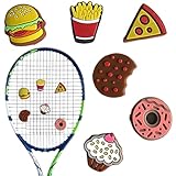 6 Tennis Vibration Dämpfer Tennisschläger Stoßdämpfer Schläger Stoßdämpfer Tennis Dämpfer Burger Kuchen Pommes Form Stoßdämpfung Silikon für Tennissport von Reduziert Schlägervibrationen