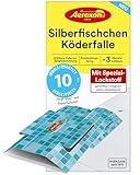 Aeroxon Silberfischfalle 10er Pack – Hochwirksame Klebefallen Silberfische, Insektizidfreie Papierfische Falle, Langanhaltender Schutz
