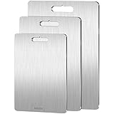 Landrain 25 x 15 CM Schneidebrett Edelstahl, Titanium Cutting Board Leicht zu Reinigen, Edelstahl Schneidebrett