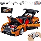 CADA Master C61502W Technik Auto für CADA Mazda RX-7, Mit Motoren Set und LED-Licht, 1:8 Groß Auto Modellbausatz, 3305 Teile MOC Klemmbausteine Rennauto Set für Autofans
