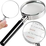 Retoo Lupe, Große HandLupe, Leselupe für Senioren, Vergrößerung Handlupe für Wissenschaftsbücher, Zeitungen, Lesen, Insekten, Löten, Münzen, Schmuck, Vergrößerungsglas