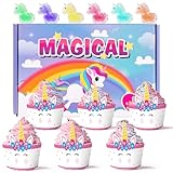 BeYumi Cupcake Badebomben Geschenk Satz mit Einhorn Squishy Stress Kugel Spielzeug Innen Handgemacht Badebomben für Mädchen Frauen Überraschung Innen Ideal Valentinstag Kindertag Geburtstag Geschenk