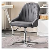 Skandinavischer Bürostuhl, ohne Armlehnen, grauer Stoff, gepolsterte Rückenlehne, 150 kg Kapazität, liegendes Design für den Innenbereich, stilvoller Komfort mit Kreuzbeinen