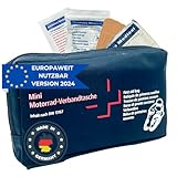 HierBeiDir Erste Hilfe Motorrad-Verbandtasche - nach aktueller Norm 2024/2025 DIN 13167 (StVO konform) – Verbandkasten für gesamt Europa – MADE IN GERMANY