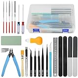 BGTXINGI 28-teiliges Modellbauwerkzeug-Set Gundam Modell-Werkzeug-Set mit Kunststoffbox für Modellbau, Auto, Hobby, Modellbau, Reparatur und Befestigung