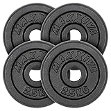MAXXIVA Hantelscheiben 4er Set Gewichtsplatte je 2,5 kg Gusseisen schwarz 10 kg Fitness Krafttraining Bodybuilding Workout Gewichtheben Reha