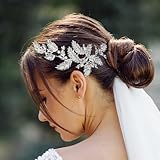 JULIYOOYOO Braut-Haarschmuck für die Hochzeit, Weinrebe, Strass, Brautschmuck, Silberblatt, Haarschmuck für Damen und Mädchen