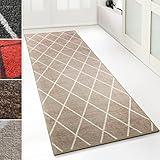 Floordirekt Teppich-Läufer Cosenza | Modernes Rauten-Design | Hochwertige Verarbeitung | Rutschhemmender Gelrücken | Erhältlich in 4 Farben & vielen Größen (80 x 200 cm, Beige)