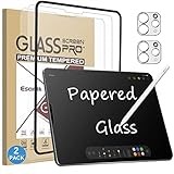 Esanik Feel like Paper für Panzerglas für iPad Pro 12,9 Zoll 2022/2021/2020/2018 (iPad 6th/ 5th/ 4th/ 3th Generation) Schutzfolie, 9H Matt Schutzglas mit Kameraschutz (2+2 Stück)
