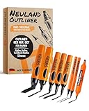 Neuland Outliner-Set I 8er Mix-Set in Schwarz mit verschiedenen Spitzen I Nachfüllbare & ergonomische Permanentmarker I Ideal für sattschwarze, verwischfeste Konturen in allen Formaten