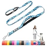 TSPRO Freihandleine Hund für Mittel bis Große Hunde, Verstellbar und Dauerhaft, mit Weichem Gepolstertem Griff und Metallschnalle (Camo Blau 25)