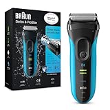 Braun Series 3 3040s-4 Rechargeable Wet and Dry Foil Elektrischer Rasierer, schwarz/blau