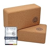 Yoga Block 2er Set VonBueren | Yoga Blöcke aus Kork | 22 x 12 x 7,5 cm je Yogablock | Yoga Klotz für Damen und Herren | Yogaklötze | Yogablöcke