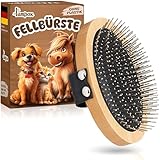 Fellbürste, Hundebürste Langhaar, Hundehaarbürste, Premium Bürste für Hund & Katze zur sanften Fellpflege, Striegel für Hunde & Katzenbürste, Hundekamm mit Massage-Effekt, Haustierbürste