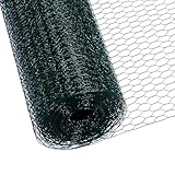CCLIFE Hühnerzaun Geflügelnetz , Maschenweite 45 mm , Höhe 100 cm , Länge 15/25/50 m , PVC-Beschichtet Grün