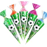 10 Stück Schultüte für geschwister schultüte junge, Schultüte Fussball, schultüte klein füllung, Zuckertüte für Jungen und Mädchen, mini schultüten zum befüllen, geschenke für Einschulung (grüner-1)