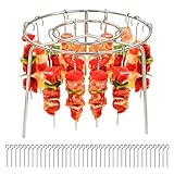 SENSCKMLMP Luftfritteuse, Grill, vertikaler Schaschlik, Air Fryer Spieße Rack Fleisch mit runder Aufhängung (48 Spieße)