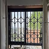 Sicherheits-Fenstergitter für den Außenbereich Klappbare Fenster-Sicherheitsgitter aus Aluminium, abschließbare Einbruchschutzgitter, individuelle Breite und Höhe(5.2x3.3ft/160x100cm)