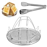 Camping Toaster Für Gaskocher Toaster Für Kocher 4 Scheiben Toaster aus Edelstahl mit faltbarem Ständer für Gasherd Outdoor Picknick Reisen Wohnmobile