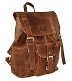 Menzo Lederaccessoires „Meran“ Buffalo Vintage Leder, Rucksack, Lederrucksack, Cityrucksack, Backpack für Damen und Herren (braun)