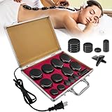 LoyalaEU Hot Stone Massage Set, Massagestein im Heizkoffer Tragbar Heiße Steine Massage Set mit Wärmegerät für Massagetherapy Entspannung Spa (21 Stück Set)