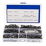 ULTECHNOVO 1 Satz Hochfeste Schraube Konstruktionsschrauben Schraubdose Schraubenbox Holzschrauben Trockenbauschrauben Schraubensätze Sechskantschraube Metallschraube Black 282 Stück