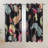 VEHEDE Vogel Bunt Vorhänge, Modern Wohnzimmer Vorhang Blickdicht mit Ösen 2er Set H 160 x B 132 cm Blackout Thermo Gardinen