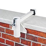 Videx Sonnenschirmhalter Balkon-Mauerbrüstung weiß, Ø Schirmstock bis 40 mm, sehr stabil, Sonnenschirm Halterung Balkonbrüstung, Balkonmauer