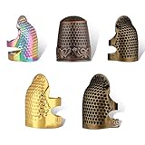 5 Stück Einstellbares Fingerspitzen-Protektor Set, Nähen Fingerhut, Sewing Thimble Ring Fingerhut zum Nähen, Metall Finger Schutz Fingerhut Sewing Thimble, Fingerhüte für Handnähen