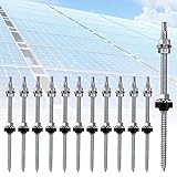 12 Stück Stockschrauben M10 x 200mm, Edelstahl Höhenverstellbar Stockschraube, Dübel für Photovoltaik Solarbefestigung auf Gebäudedächer